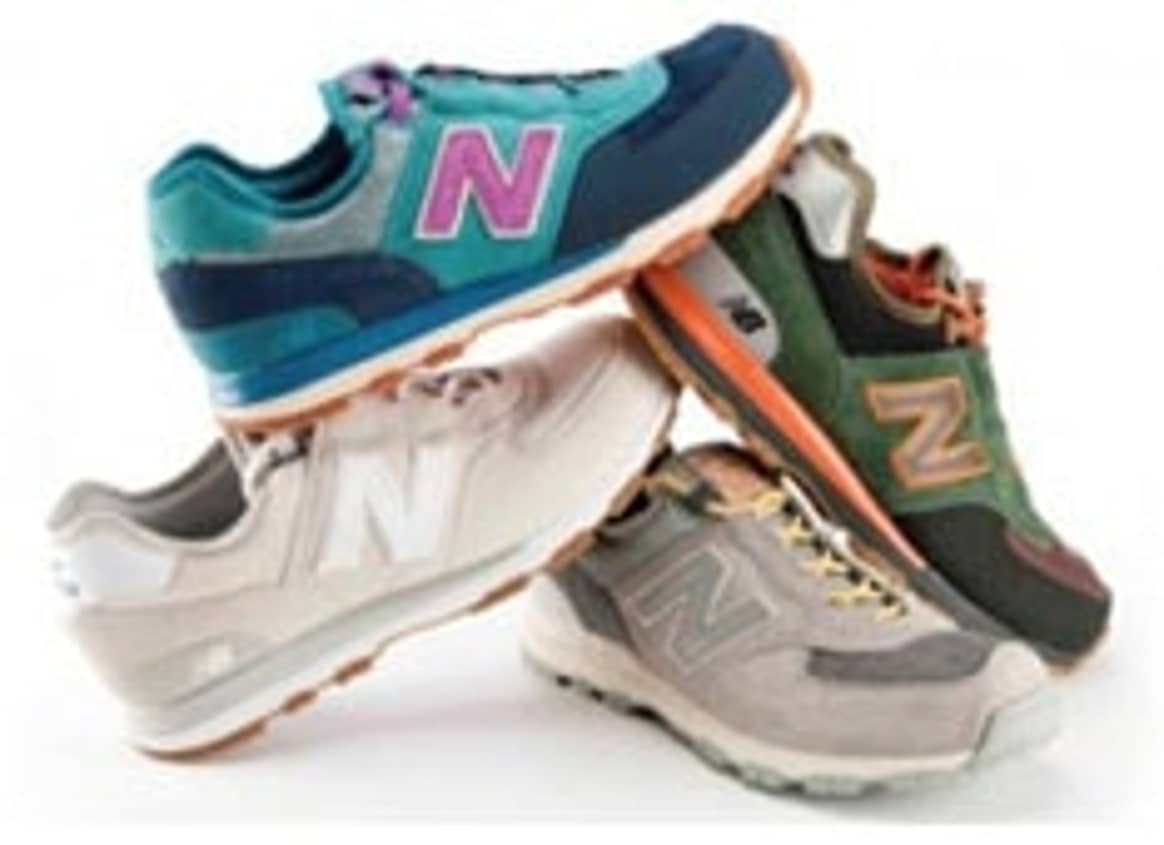 Voor New Balance sneaker in de rij