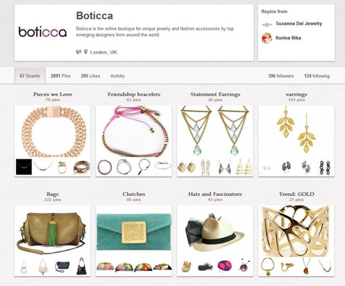 Pinterest drives sales on Boticca