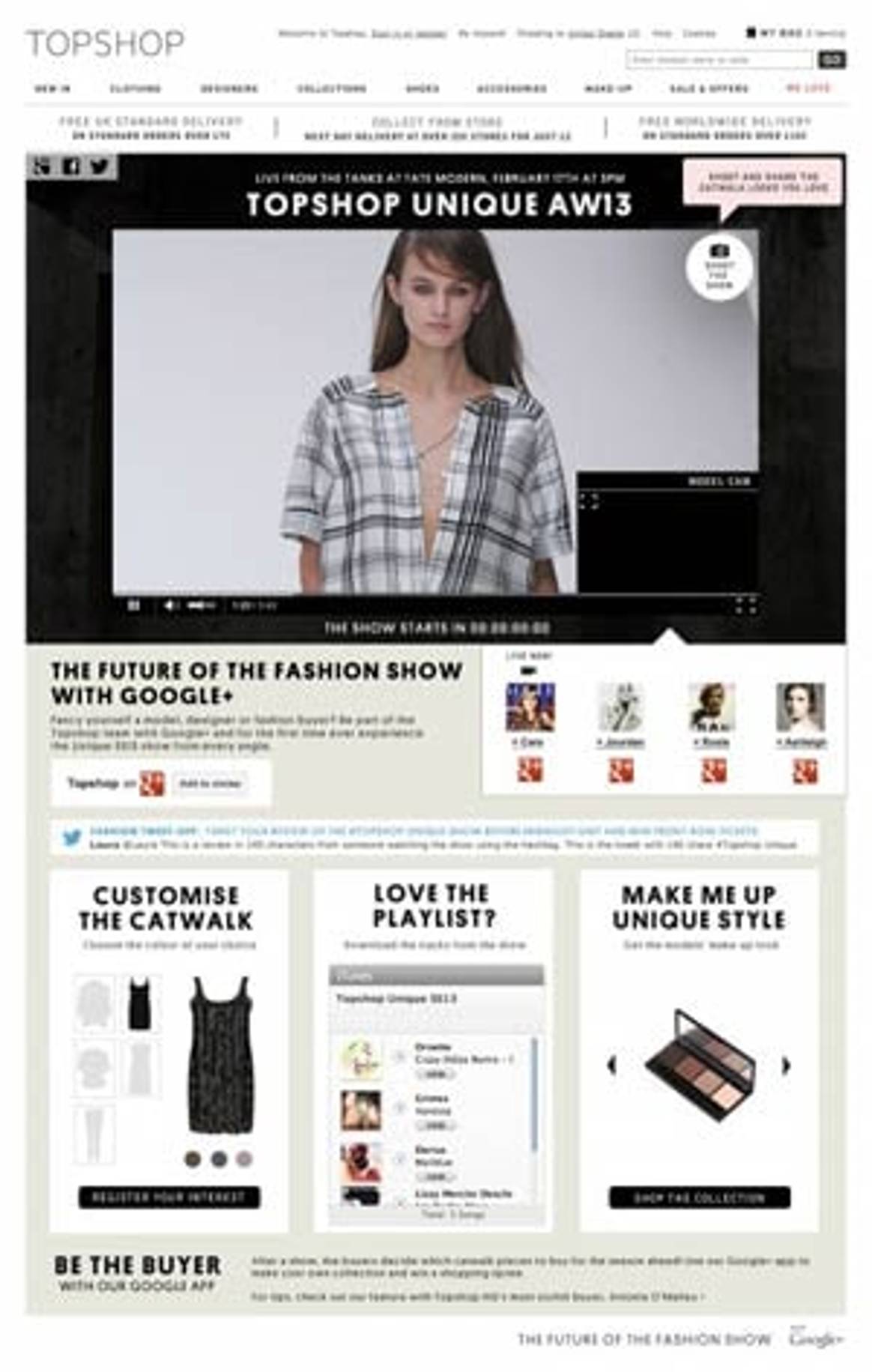 Topshop et Google +: le futur du défilé de mode?