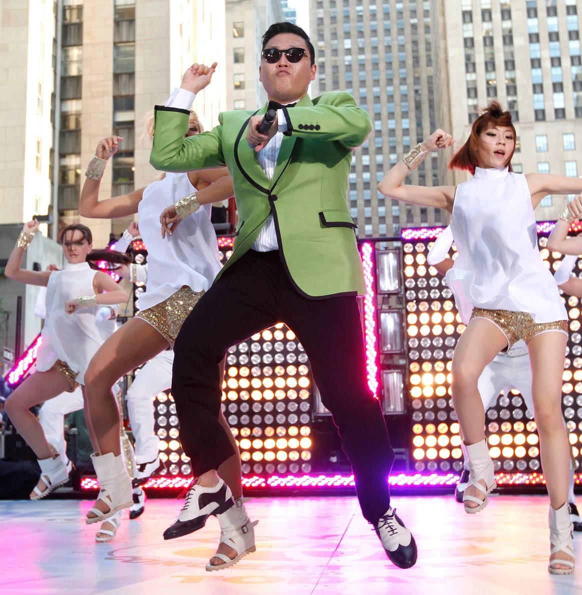 Image: courtesy of Jason Decrow/Invision/AP/Shutterstock; Psy performs Gangnam Style on Today, 2012, New York, USA.