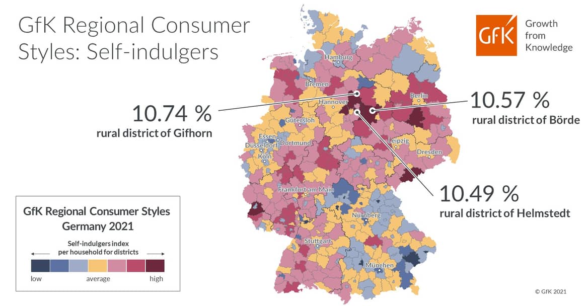 In these regions, Germans like to
self-indulge. Image: GfK