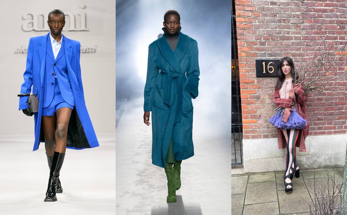El blazer es colorido en AMI Paris FW21; el abrigo es acogedor en Alberta Ferretti FW21; el estampado de cuadros es inesperado en Andreas Kronthaler para Vivienne Westwood FW21