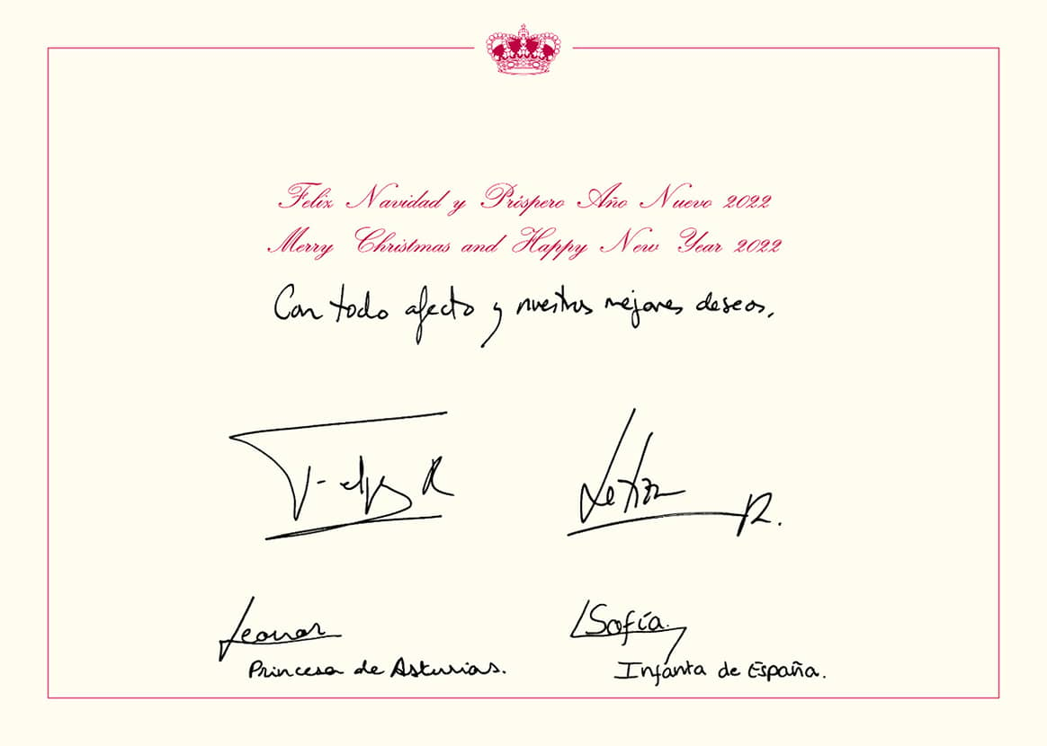 Photo Credits: Felicitación de Navidad 2021 de SS.MM. los Reyes, la Princesa de Asturias y la Infanta Doña Sofía. Casa de S.M. el Rey.