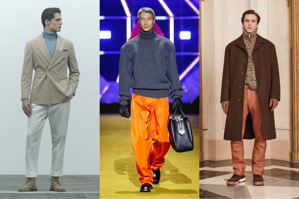 AW22 collections | Photos (from left
to right): Brunello Cucinelli, Prada and Tod's (via
catwalkpictures)