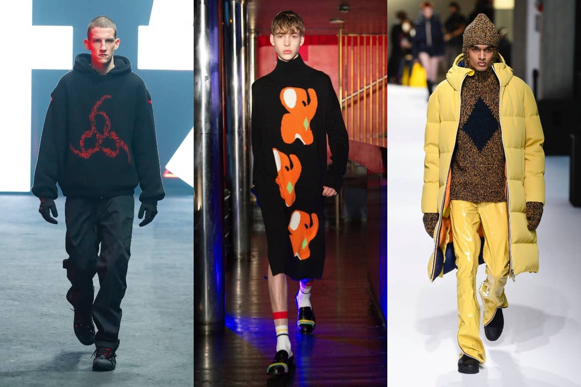 AW22 collections | Photos (from left
to right): 44 Labels Group, JW Anderson (via catwalkpictures) and
K-Way (via catwalkpictures)