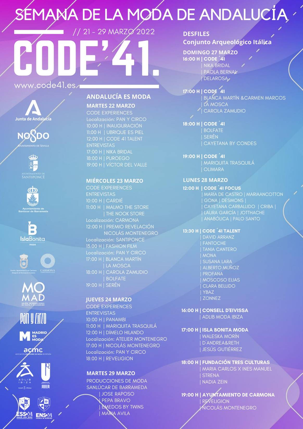 La próxima edición de Code41, el escaparate de la moda andaluza, vuelve del 21 al 29 de marzo