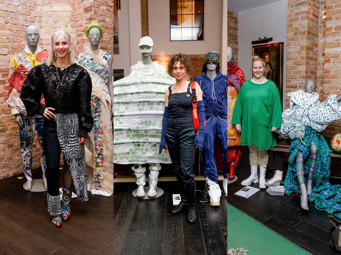 Jana Heinemann, Mirjam von Mengershausen und Svea Katharina Beckedorf mit ihren Designkreationen. Bild: Fashion x Craft