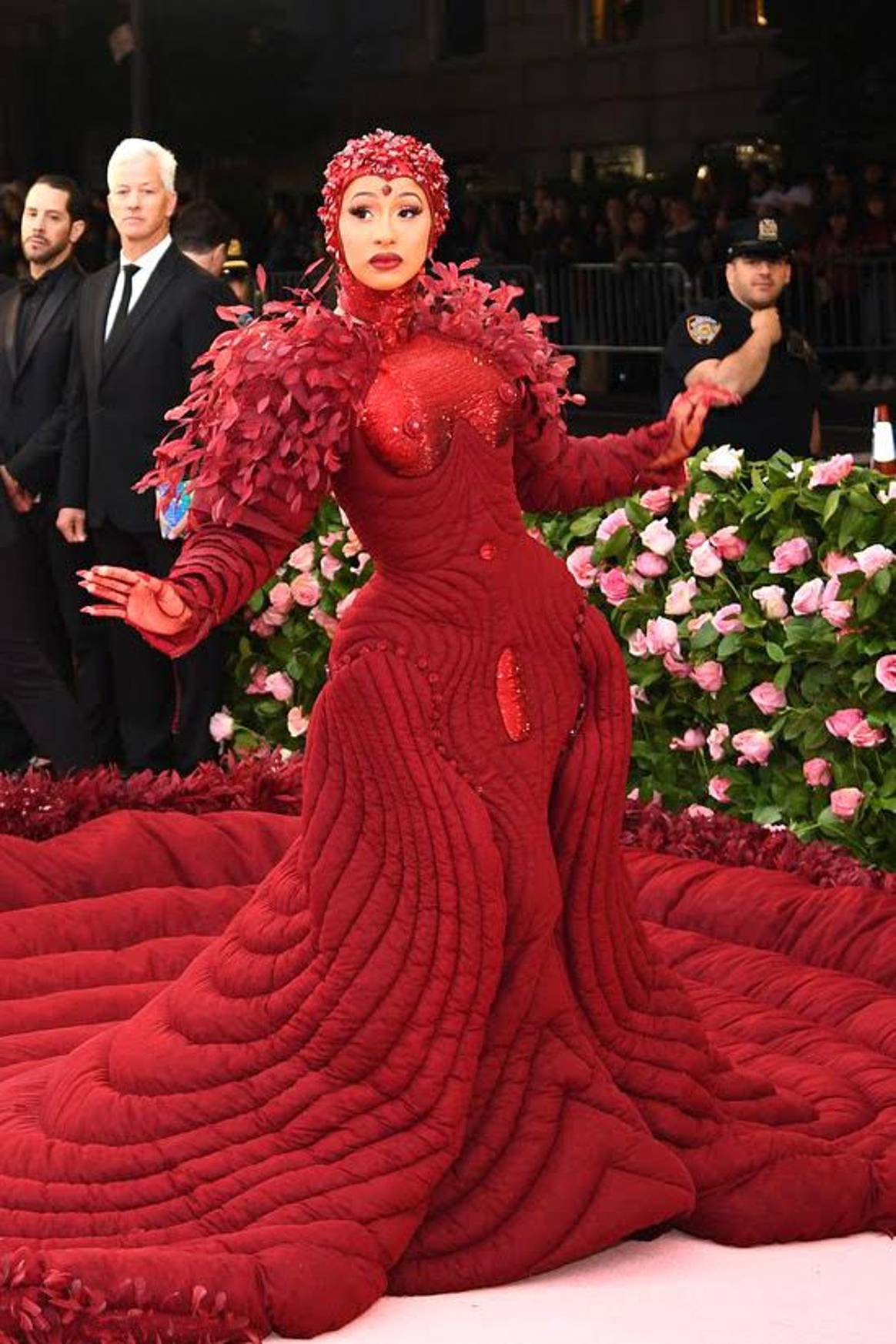 Cardi B at the Met Gala wearing a gown quilted by New York Embroidery Studio