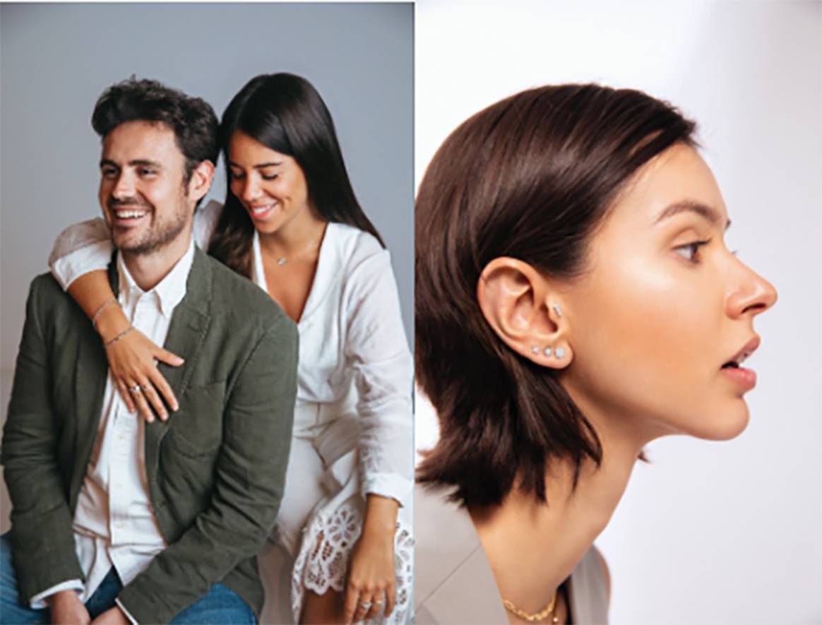 Créditos: Rubén Domínguez y Nerea Lozano están tras la marca de joyería Mumit (izquierda). Derecha: Imagen de su colección “Revival”.