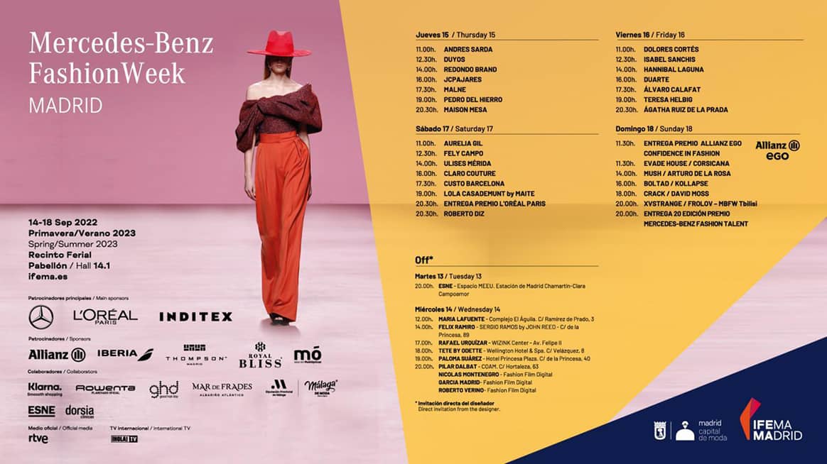 Photo Credits: Calendario oficial de la 76ª edición de Mercedes-Benz Fashion Week Madrid, de septiembre de 2022.