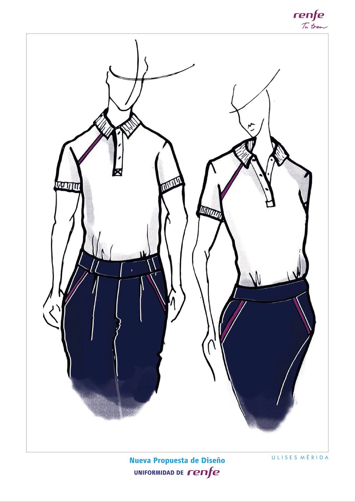 Nueva propuesta de diseño uniformidad de Renfe por Ulises Mérida. Imagen vía ACME