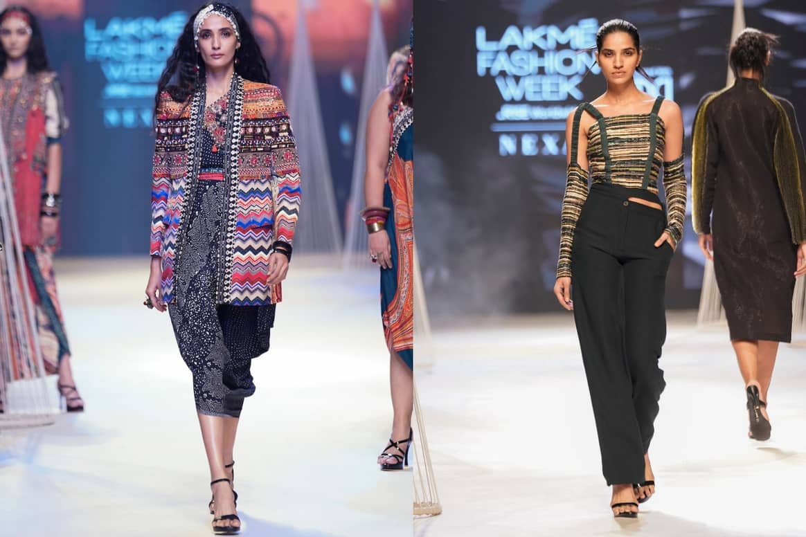 Looks by Aseem Kapoor (l) and Somya Goyal (r) presented during Lakme Fashion Week, Oct. 2022. Courtesy: FDCI X Lakmé Fashion Week
