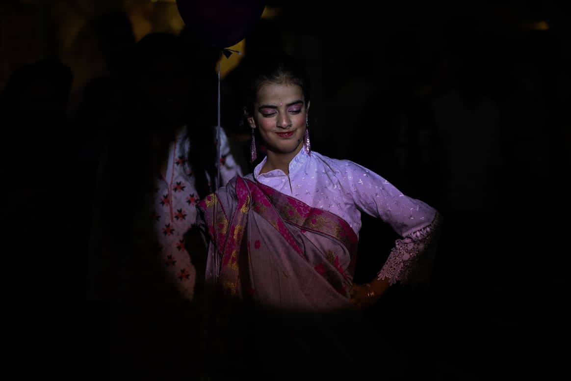 Fashion show with visually impaired students, as a part
of Diwali, Oct. 22. (Photo: Amarjeet Kumar Singh / Anadolu Agency via
AFP)