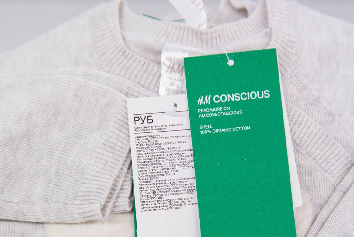 Green hangtag of H&M’s ‘Conscious’ line. Image: H&M