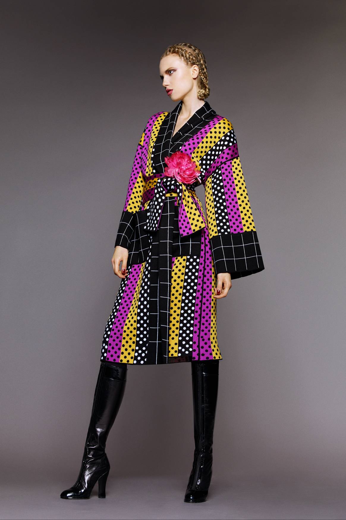 Wool Jacquard Belted Wrap Coat, Duro Olowu, FW 2015. Kimono exhibit at Musée du Quai Branly. (Photo: Duro Olowu).