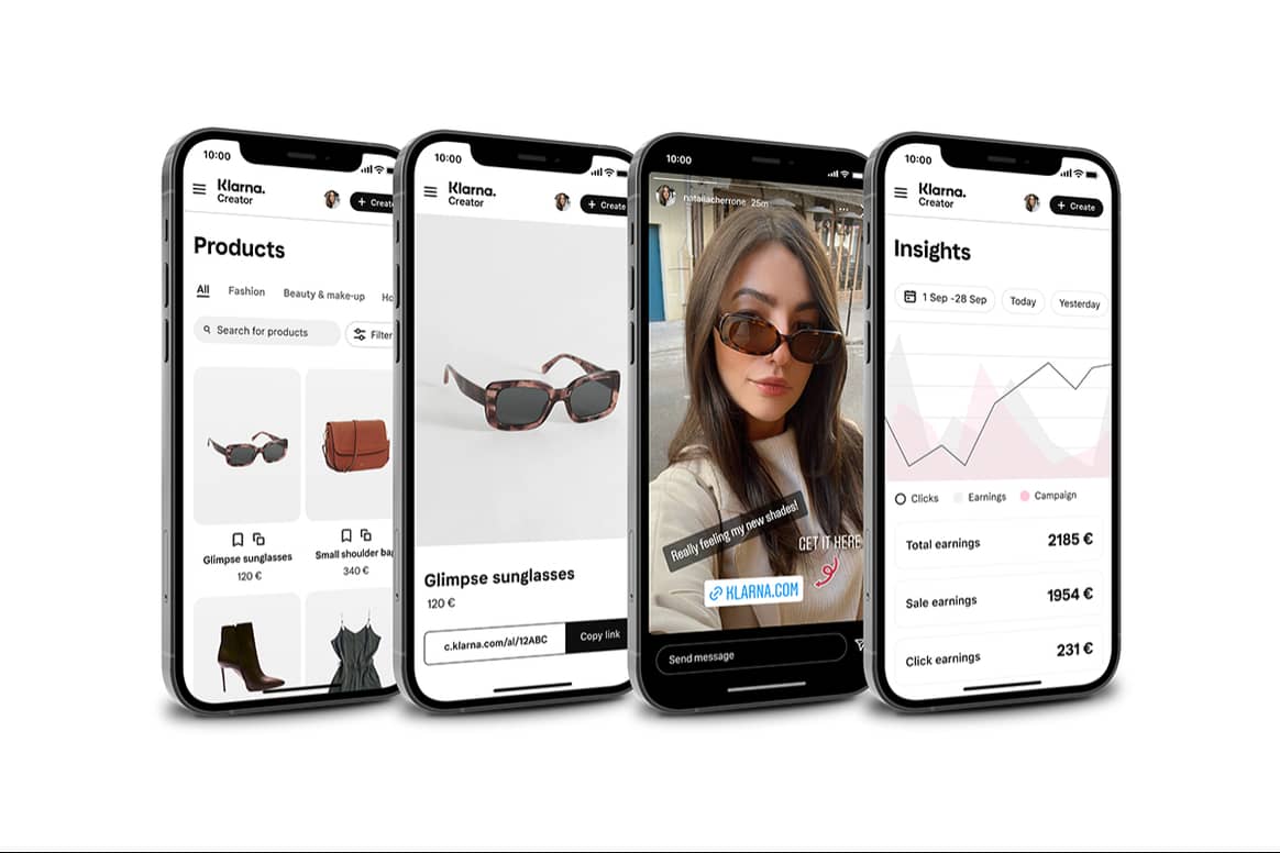 Photo Credits: Front-end de la plataforma Creator Platform de Klarna para la conexión entre minoristas y creadores de contenidos.