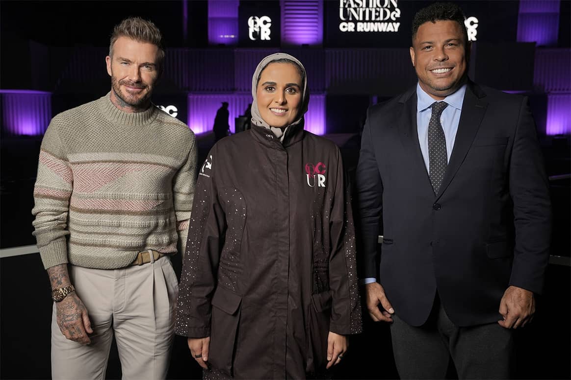 Courtesy of Qatar Fashion United. David Beckham, Son Excellence Mayassa al Thani, Ronaldo Nazário.