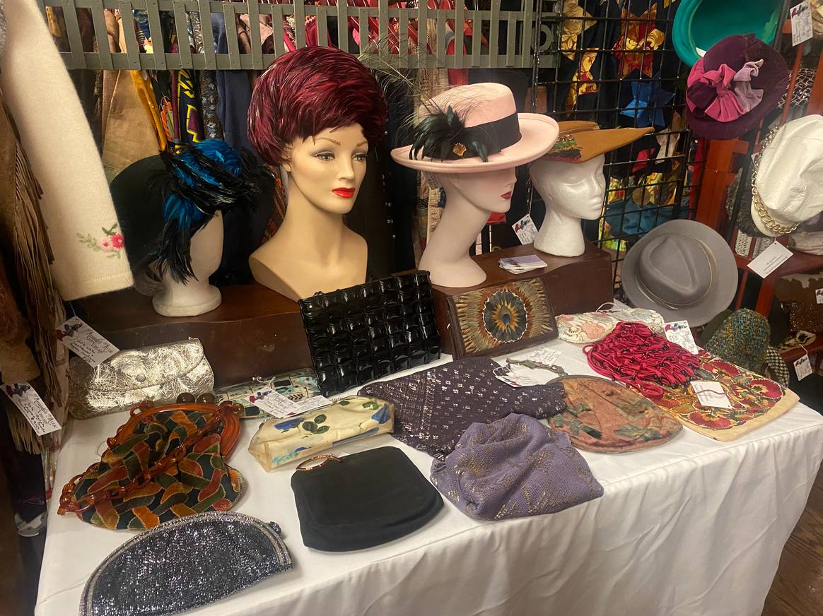 A vendor's booth of accessories at Manhattan Vintage Show