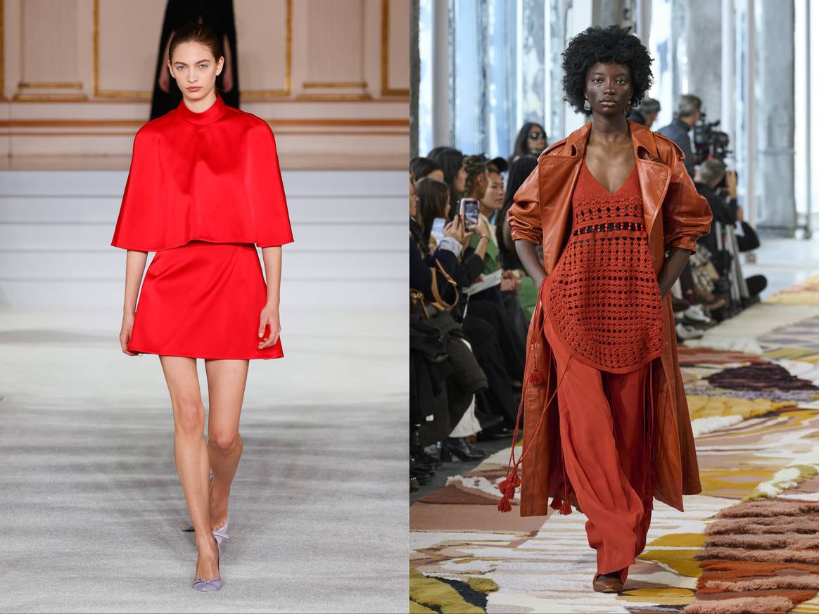 Red Orange at Carolina Herrera and Ulla Johnson during New York Fashion Week FW23. Image: Launchmetrics Spotlight