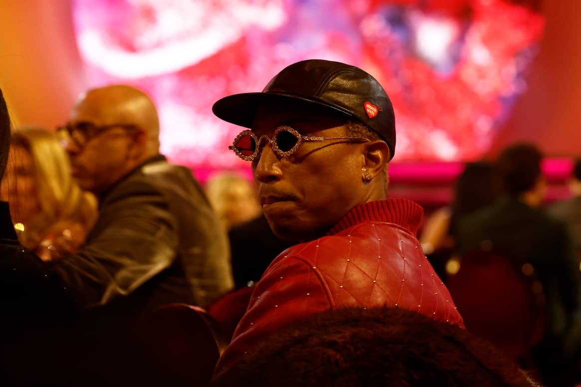 Pharrell Williams bij de Grammy Awards in februari. Foto: Emma McIntyre / GETTY IMAGES NORTH AMERICA / Getty Images via AFP