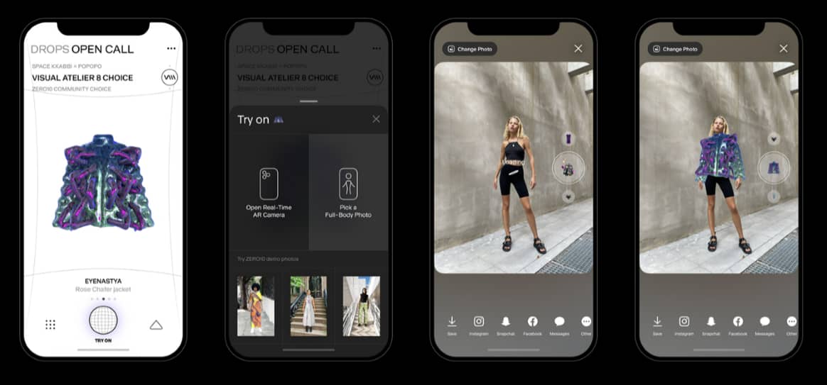 Zero10 AR Fashion Platform app. Beeld: Zero10