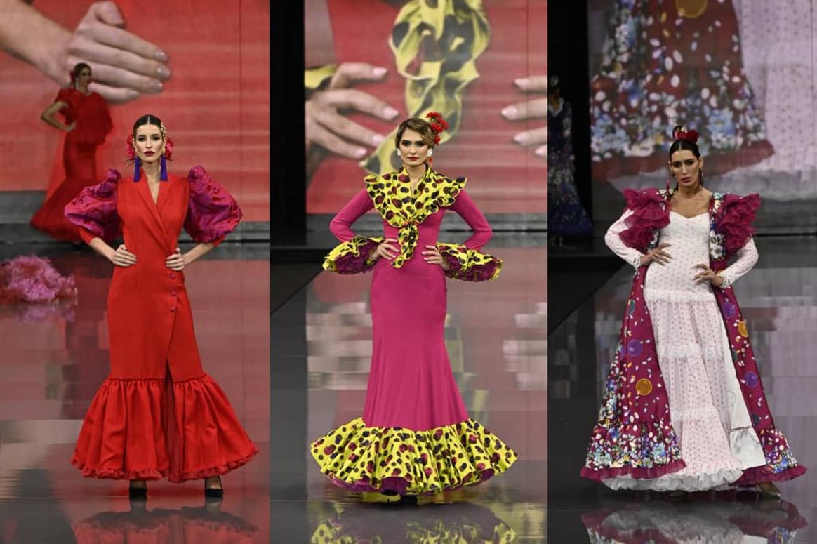 Imágenes de Javier García/Yolanda Moda Flamenca/Atelier Rima en SIMOF 2023, por cortesía de la organización