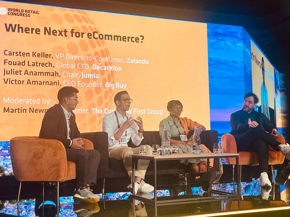 Speakers at the "Where Next for eCommerce" presentation at the World Retail Congress 2023. Image: Paula Pinuaga/FashionUnited.