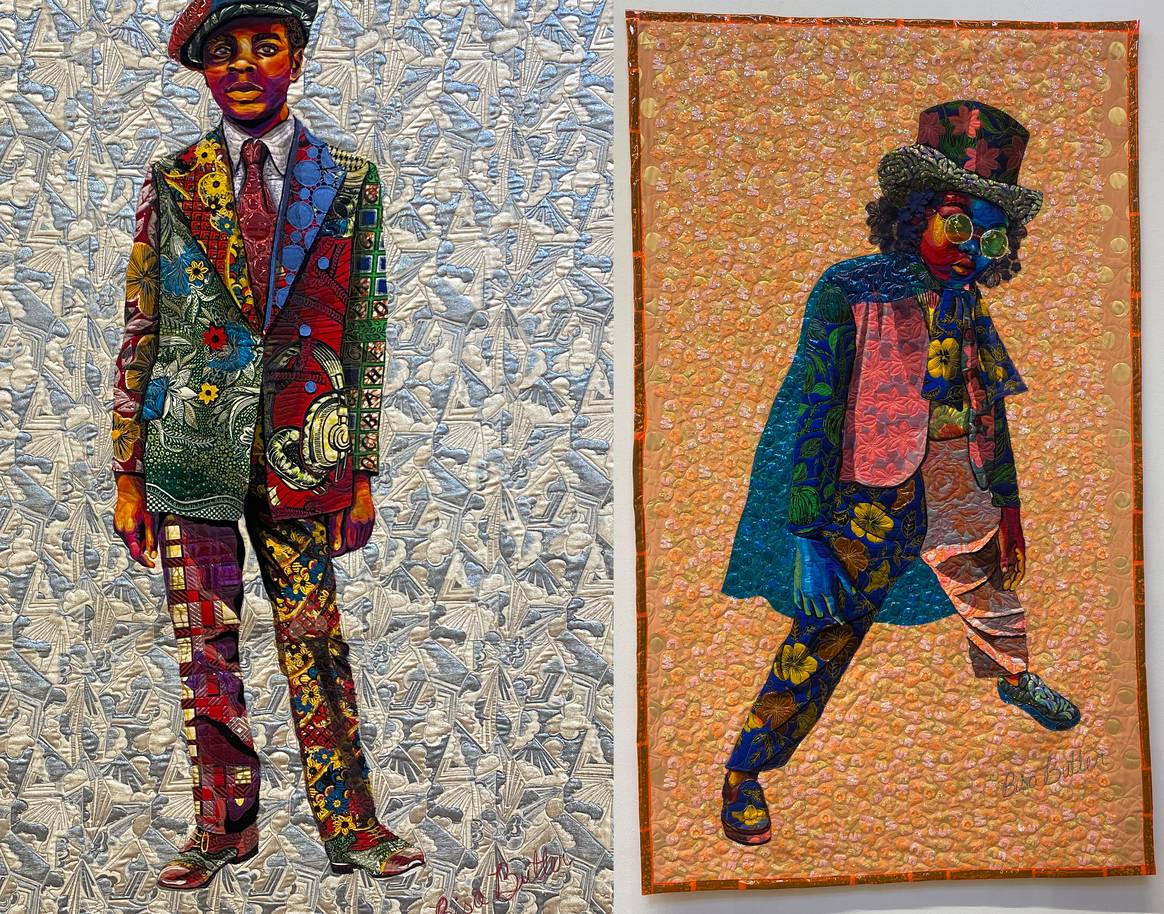 Two recent artworks from Bisa Butler's exhibit The World is Yours