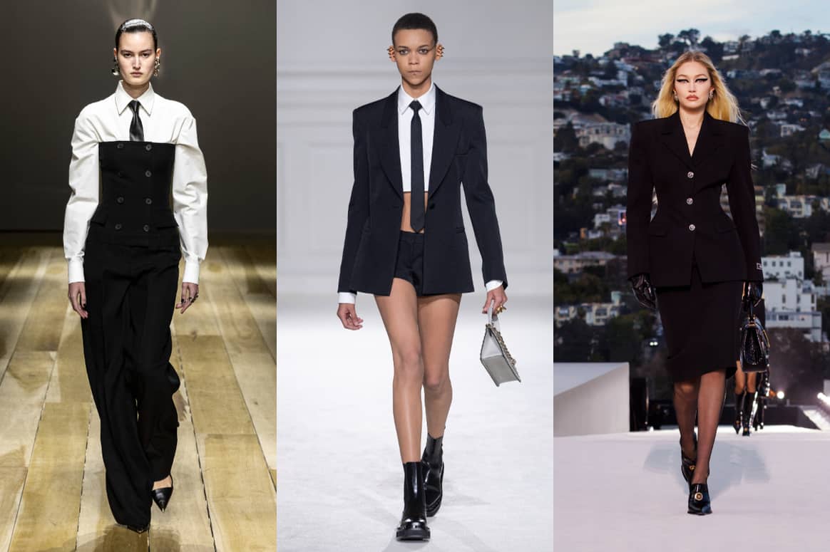 (From left) AW23 collections by Alexander McQueen, Valentino and Versace. Images: Launchmetrics Spotlight