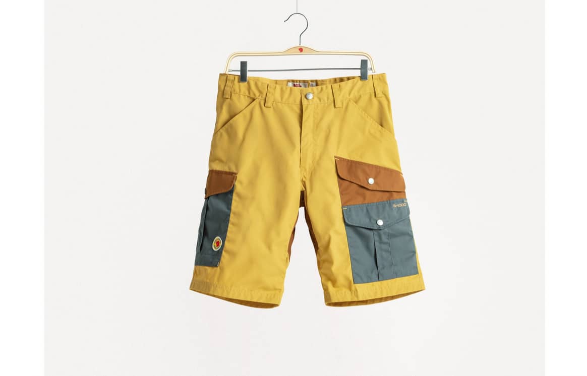 Herren-Outdoor-Shorts 1A M in auf 250 Stück limitierter Auflage, inspiriert vom Design der Barents-Shorts. Gefertigt aus G-1000 Materialresten aus der Produktion. Bild: Fjällräven