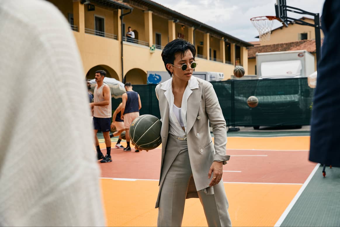 Basketball court at Pitti Uomo 104. Image: Eeva Suutari