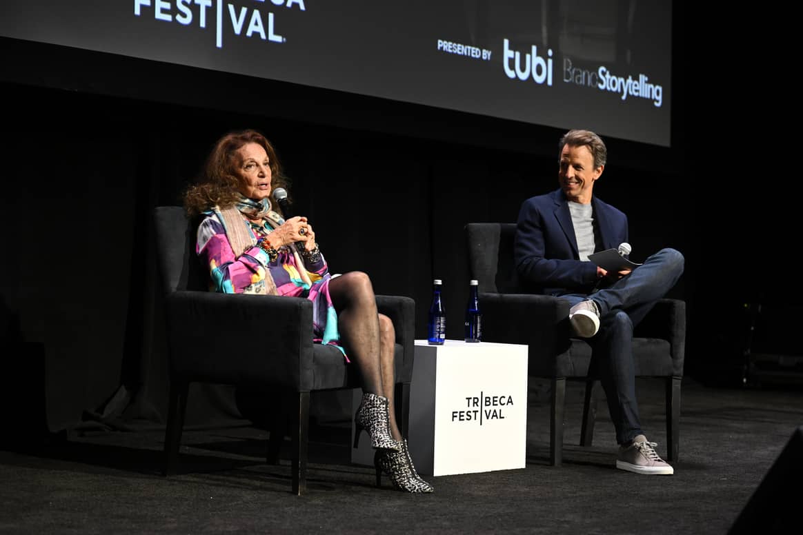 Diane von Furstenberg and Seth Meyers at Tribeca X in partnership with Tubi, Brand Storytelling and OKX