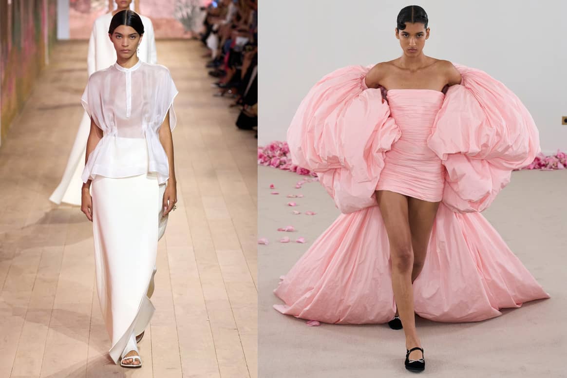 Flats as the common denominator at Dior and Giambattista Valli Fall 2023 Couture.
