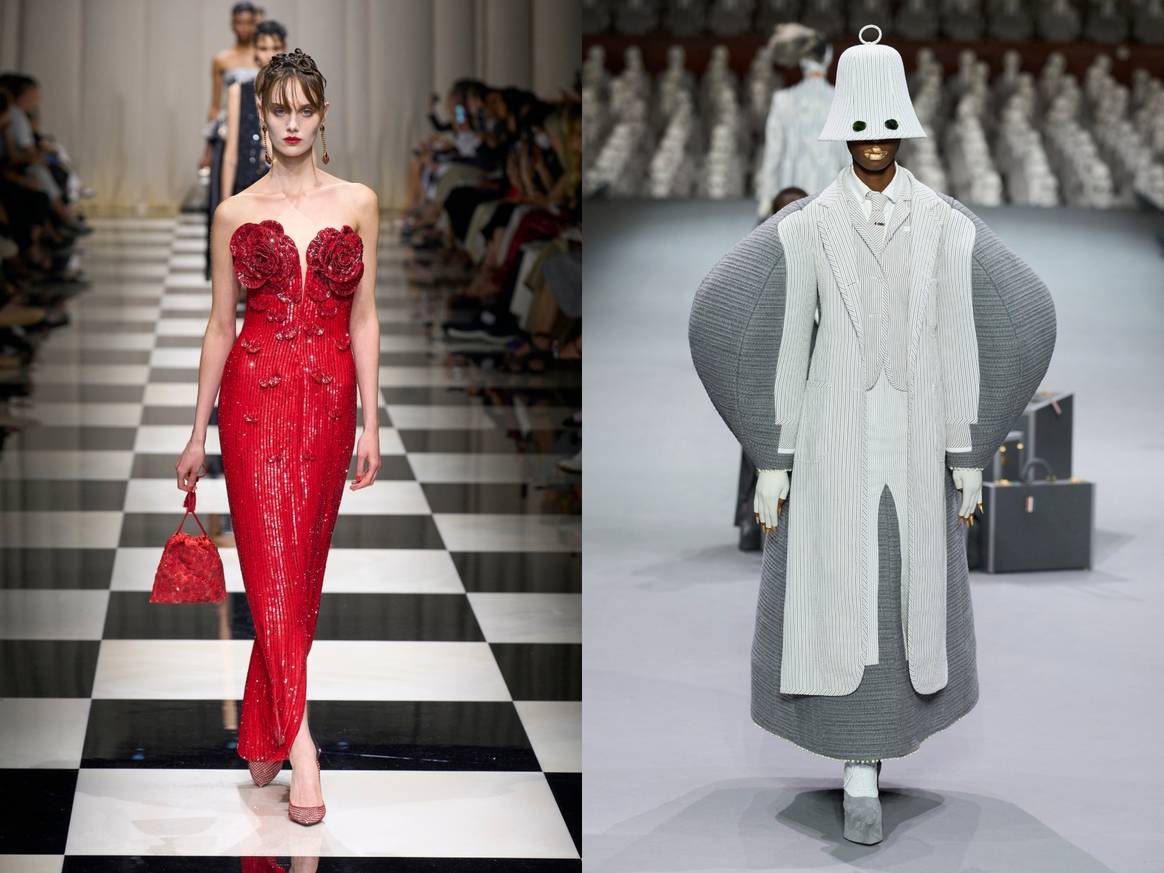 Armani Privé and Thom Browne Fall 2023 Couture.
