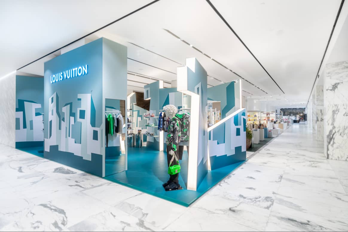 Louis Vuitton pop-up store in De Bijenkorf Amsterdam department store dedicated to the FW23 collection (July 2023). Credits: Louis Vuitton