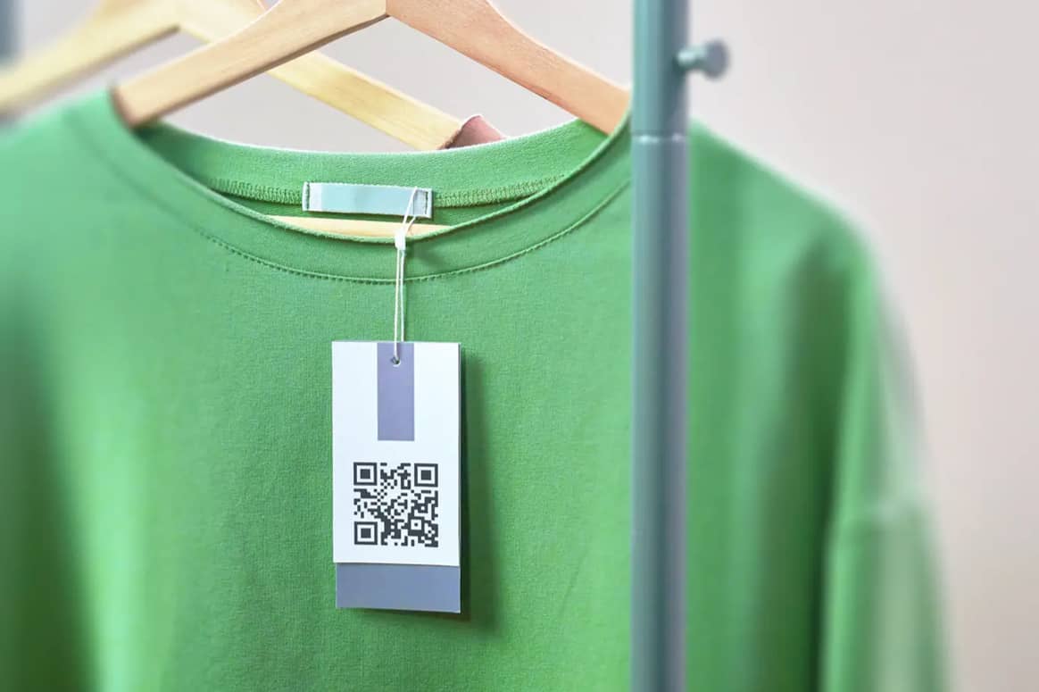 QR code on a label.