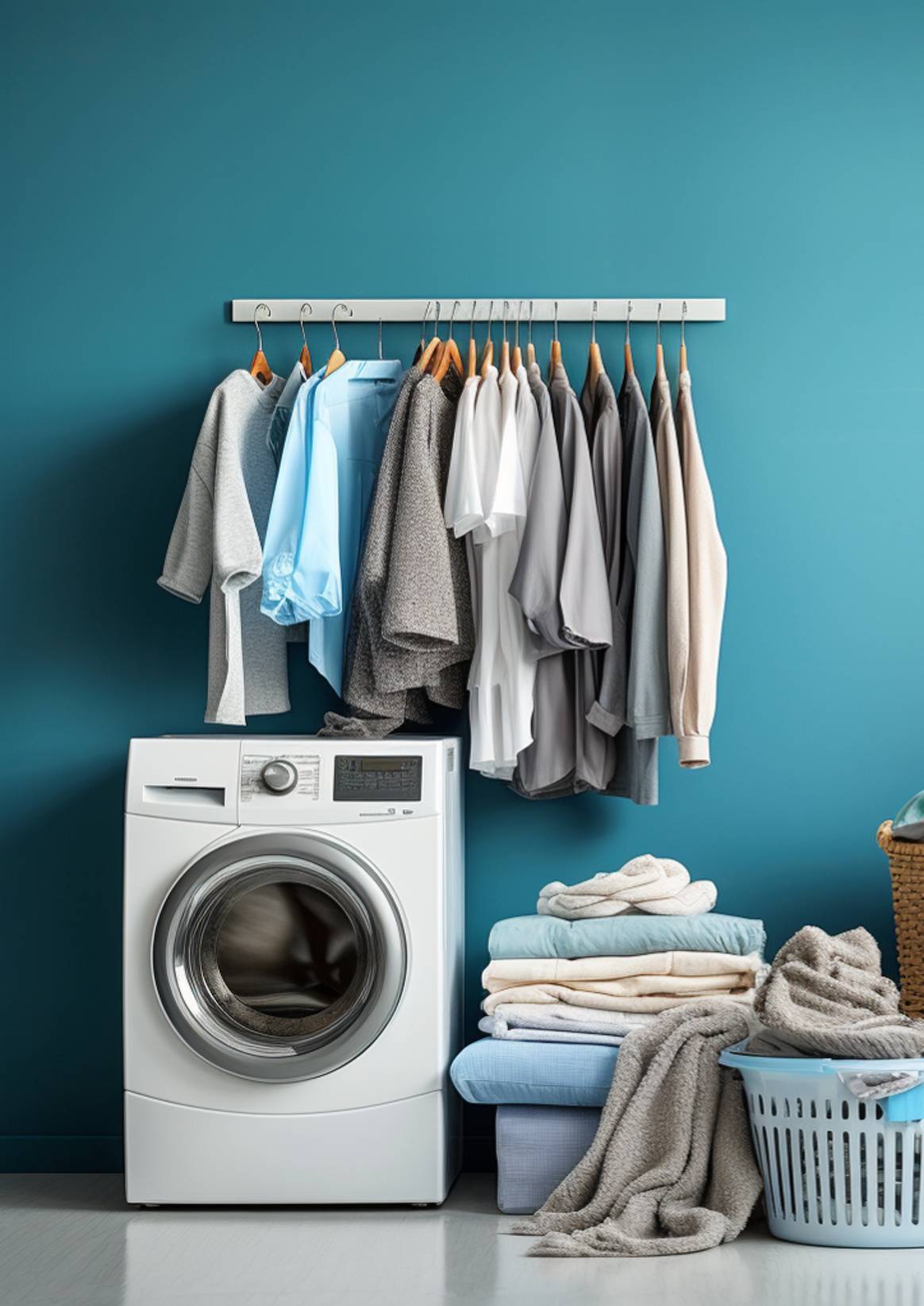 Dit beeld is gemaakt met behulp van kunstmatige intelligentie (een AI tool) ter illustratie van microplastics die vrijkomen bij het wassen van onze kleding.