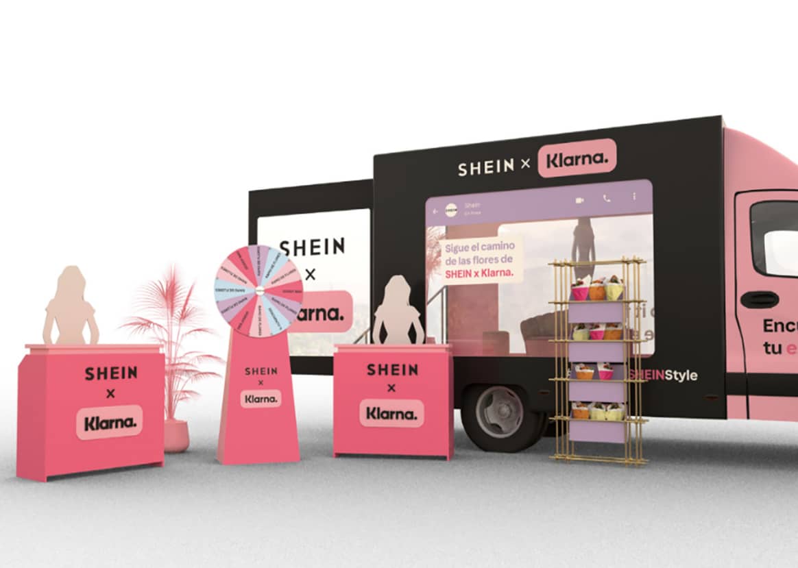 Imagen promocional de la nueva pop-up/furgoneta “experiencial” de “Shein x Klarna”.