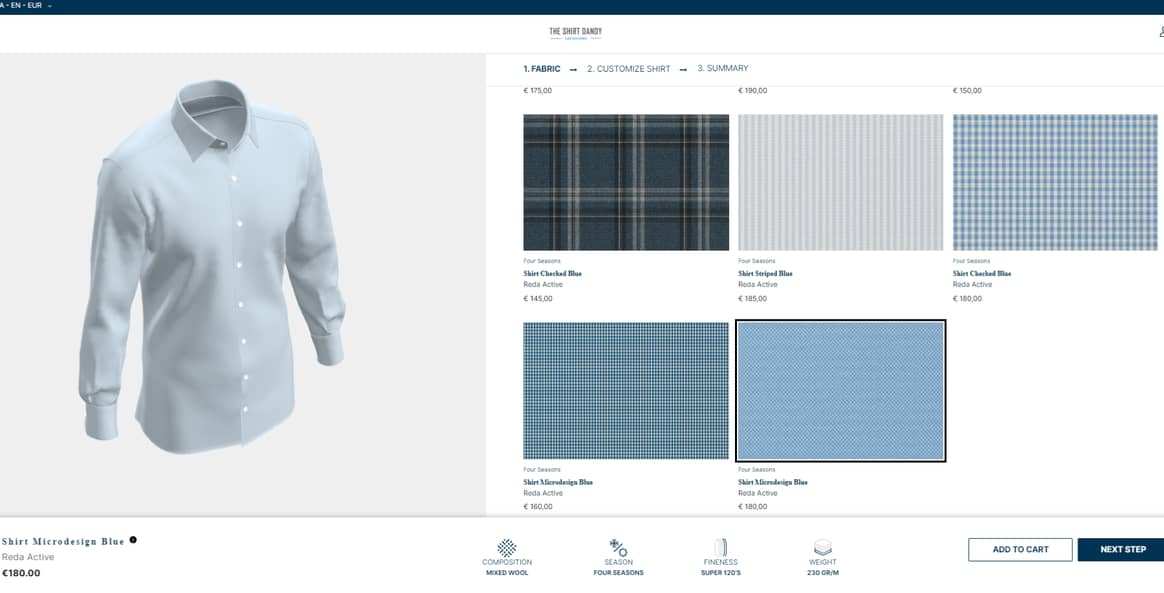 The new 3D configurator. Image: The Shirt Dandy