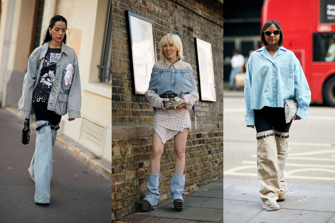 Denim boots are back street style trend SS24.