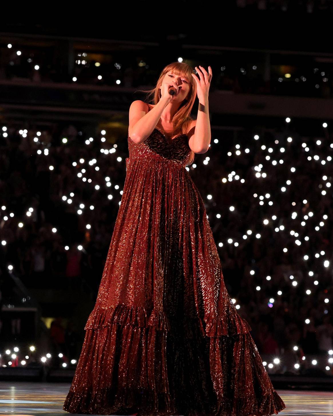 Taylor Swift wearing Etro at The Eras Tour 2023.