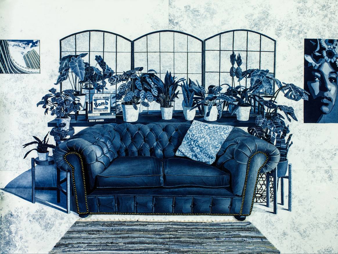 “Living Room Study” by Ian Berry, made out of denim. Credits: Art Materialism