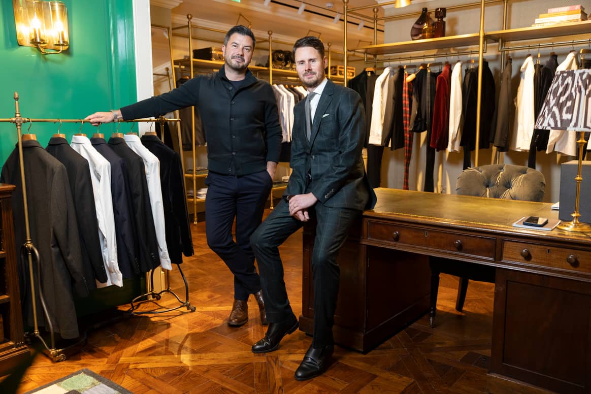 Hackett London's Gianni Colarossi and Dan Slater in the New Bond Street store