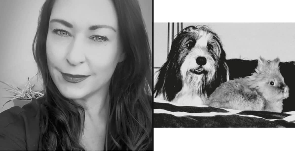 Gründerin Christine Rochlitz und die Inspiration des Labels - Hund Nelly und Kaninchen Lucky. Bild: Marie Manoc für Luckynelly