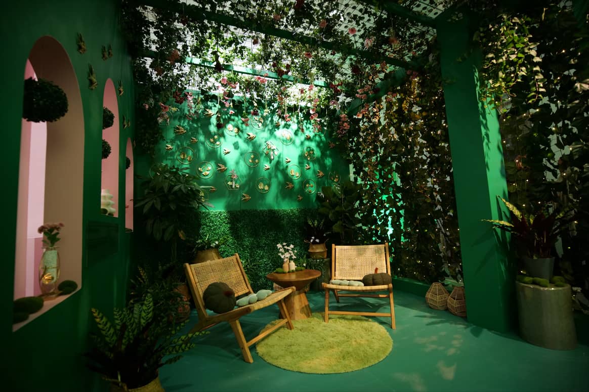 Der Raum ‘Vert Prospère’ zeigt von der Natur inspirierte Wohnaccessoires.