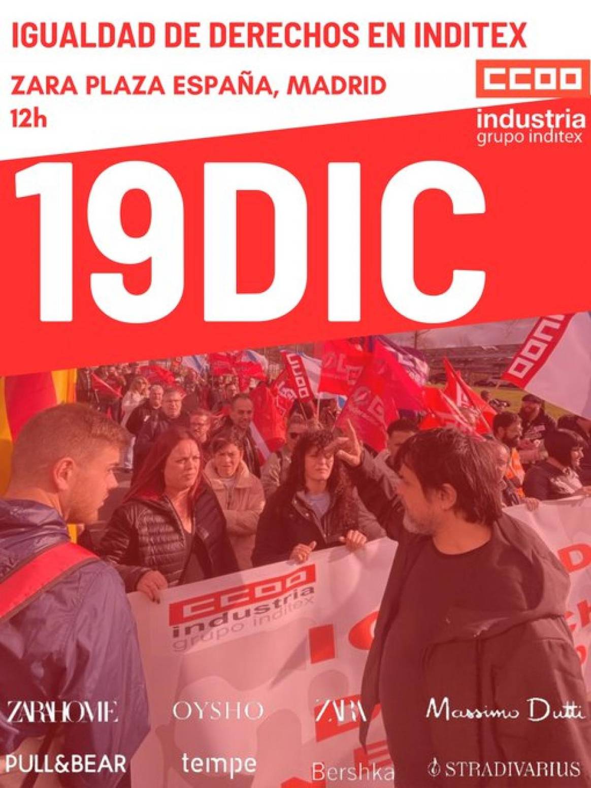 Cartel de la concentración convocada para el 19 de diciembre de 2023 en Madrid.