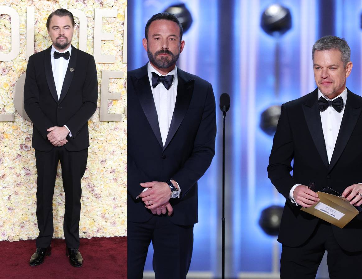 Leonardo DiCaprio, Ben Affleck and Matt Damon wearing Armani at the Golden Globes.