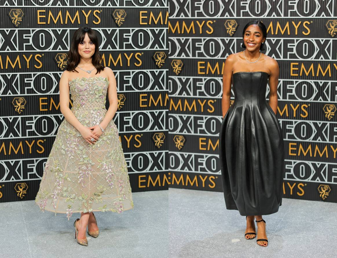 Jenna Ortega, 75. Primetime Emmy Ödülleri'nde Louis Vuitton'da Dior ve Ayo Edebiri kıyafetlerini giydi.