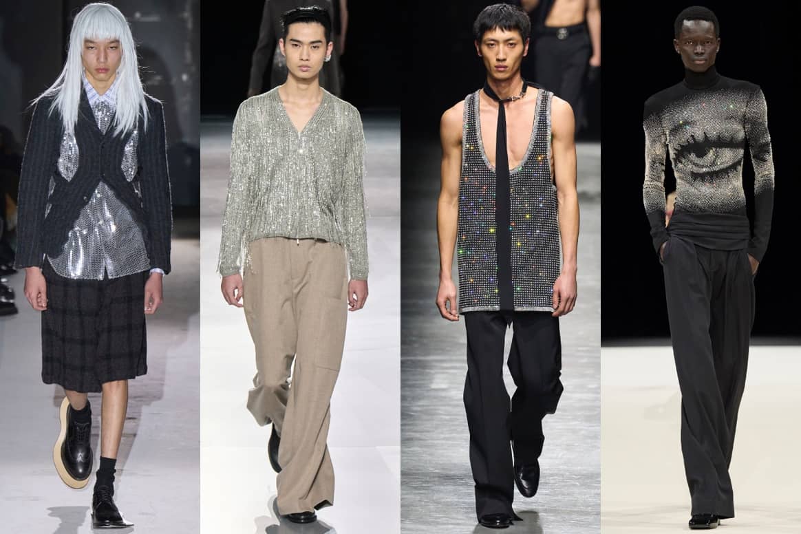 FW24 Menswear-Kollektionen (v.l.n.r.): Comme Des Garçons Homme Plus, Dior, Gucci, Balmain