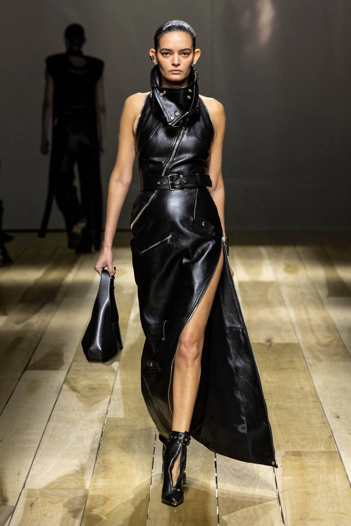 Alexander McQueen FW23 black leather dress